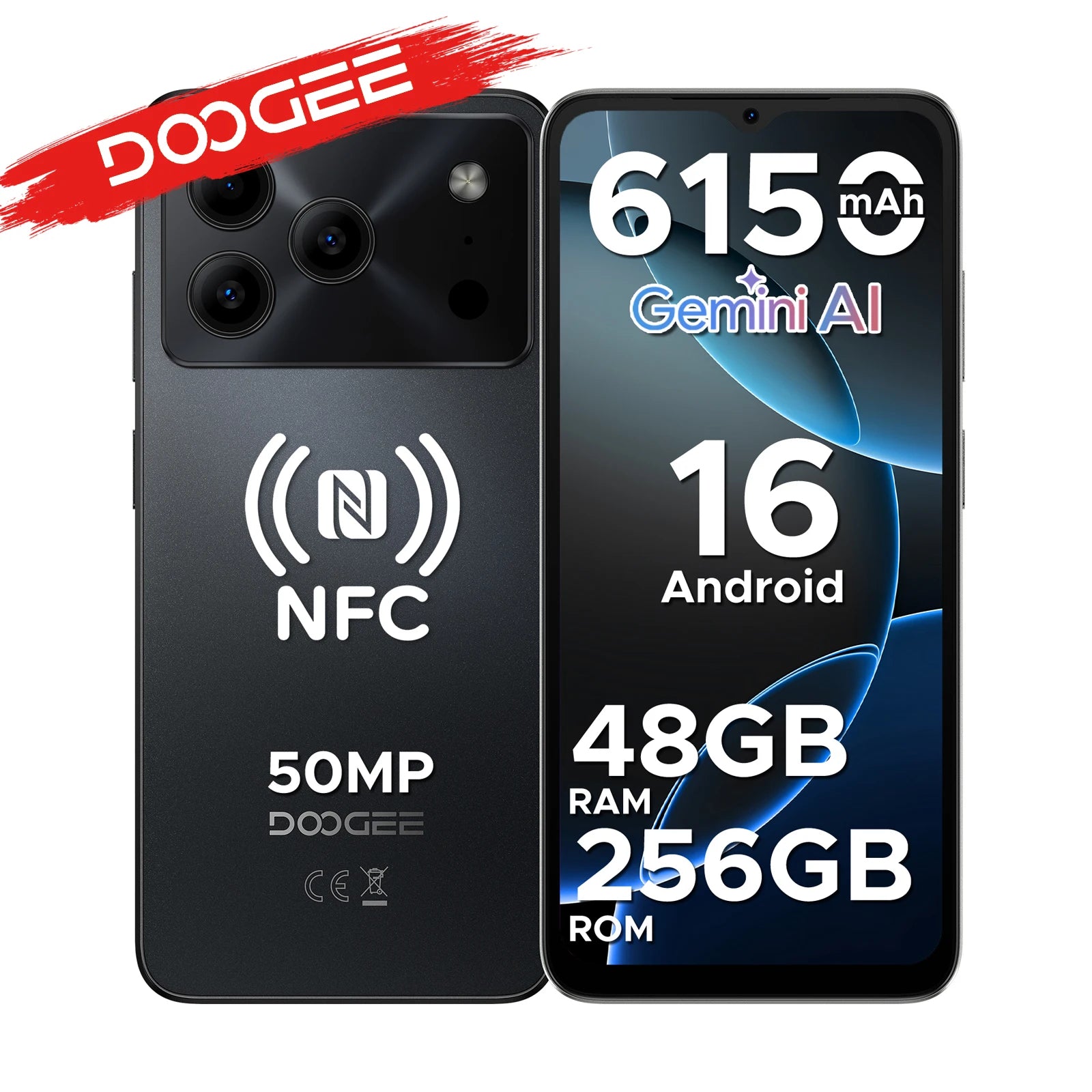 DOOGEE Note56 Plus Smartphone Android 16 Gemini AI 6,56" 90Hz 6150mAh NFC IP68 50MP – CLEVI Paris