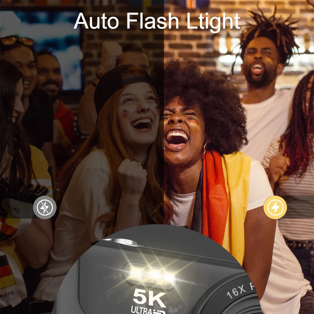 Appareil Photo Compact 5K 72MP OURLIFE – WiFi, Écran 2.8", Zoom 16x, Vlogging & YouTube