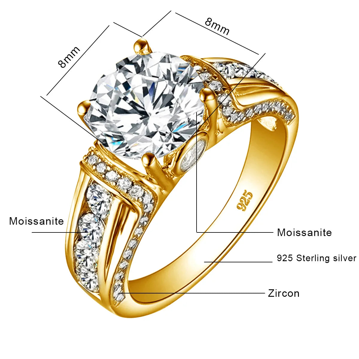 Bague Femme Moissanite 2ct D VVS1 Argent 925 Certifiée – CLEVI Paris