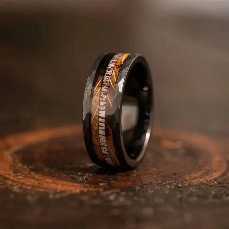 Bague Unisexe Opale Rouge et Météorite – CLEVI Paris