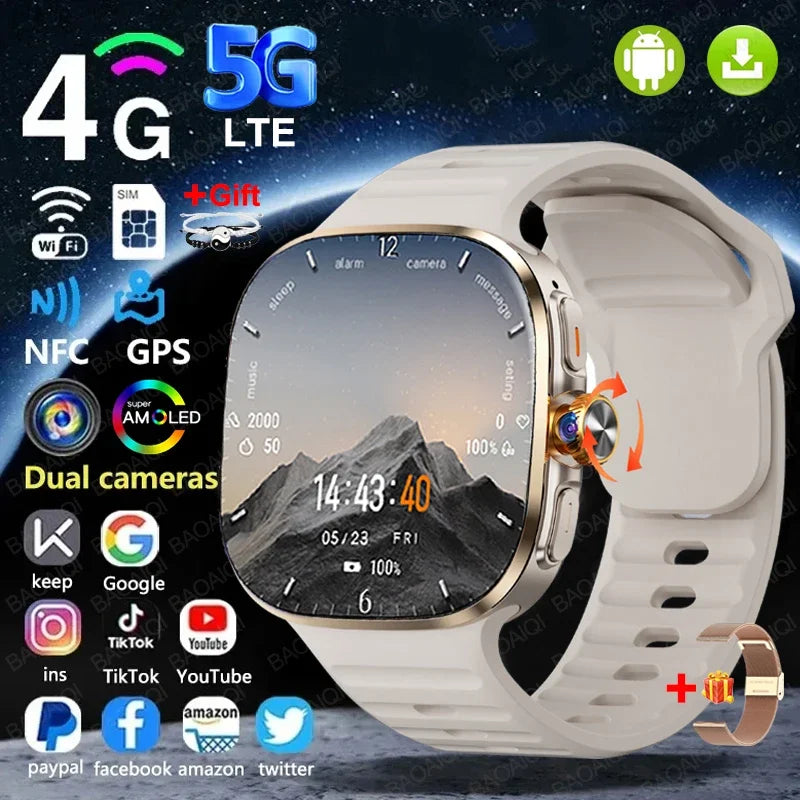 Montre Connectée 4G/5G AMOLED 2,4" Appel Vidéo GPS Google Play – CLEVI Paris