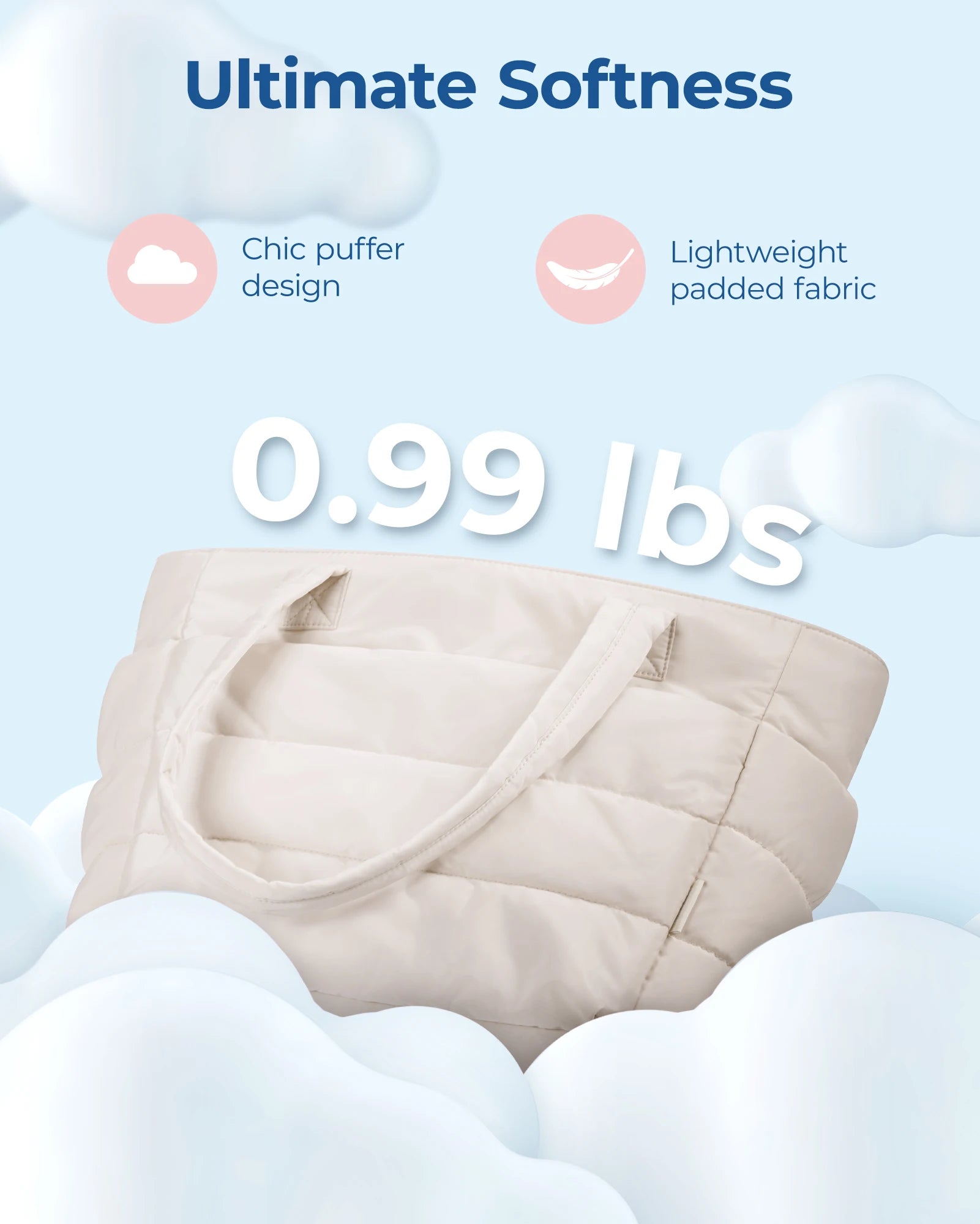 Sac Cabas Femme Puffer Taslan Léger Grande Capacité 20L – CLEVI Paris