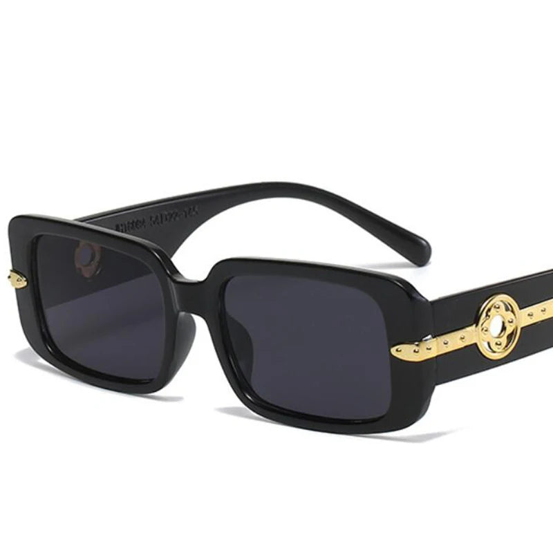 Lunettes de Soleil Rectangulaires Retro Petite Monture Fleur Métal UV400 Femme – CLEVI Paris