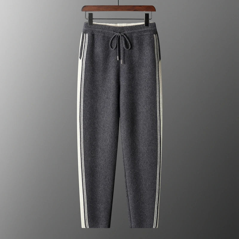 Pantalon Jogging Homme 100% Laine Mérinos MVLYFLRT – Jambe Droite Bicolore Taille Élastique – 4 Coloris, S à XXL – CLEVI Paris