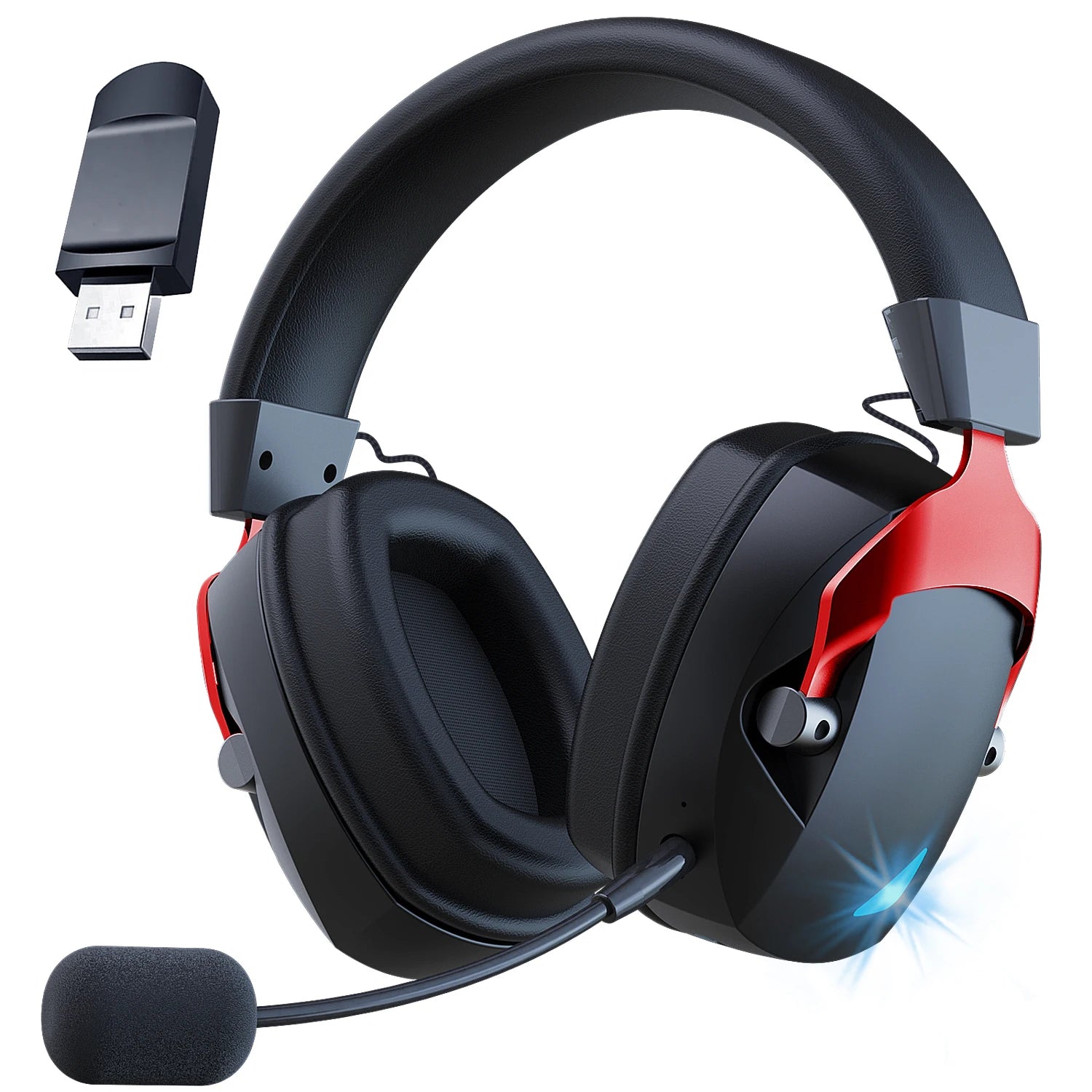 Casque Gaming Acinaci Tri-Mode 2.4G BT 5.3 AUX 50mm Surround 3D LED 36h Micro Détachable – CLEVI Paris
