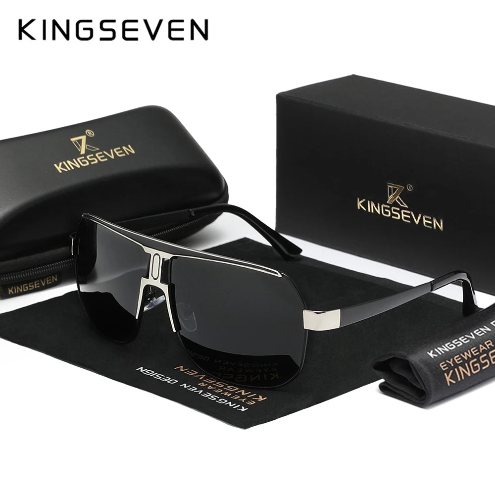 Lunettes de Soleil Polarisées Homme Oversize KINGSEVEN – Monture Carrée Alliage UV400 – CLEVI Paris