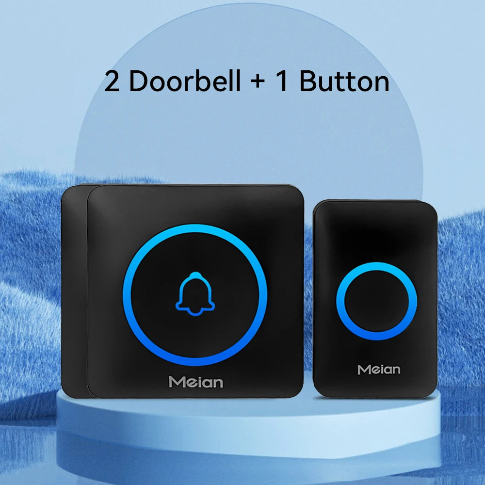 Sonnette Sans Fil Meian – IP65, 300m, 60 Sonneries, 110dB, 3 Modes, EU/UK/US
