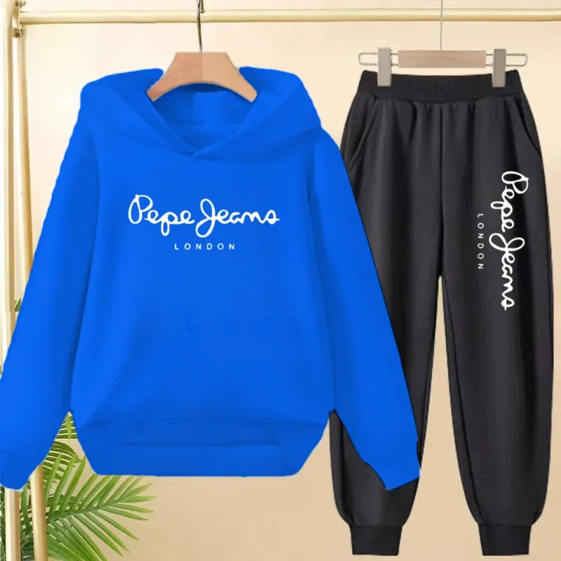 Ensemble Sweat à Capuche + Pantalon Enfant 3-13 Ans – Imprimé Lettres, Unisexe, Toutes Saisons – CLEVI Paris