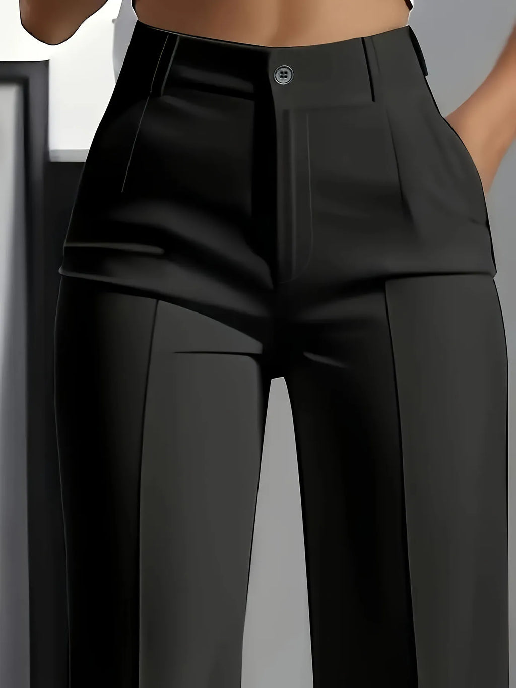 Pantalon Tailleur Femme Taille Haute Drapé Coupe Droite – Style Bureau | Bordeaux, Noir, Blanc | S-XXXL