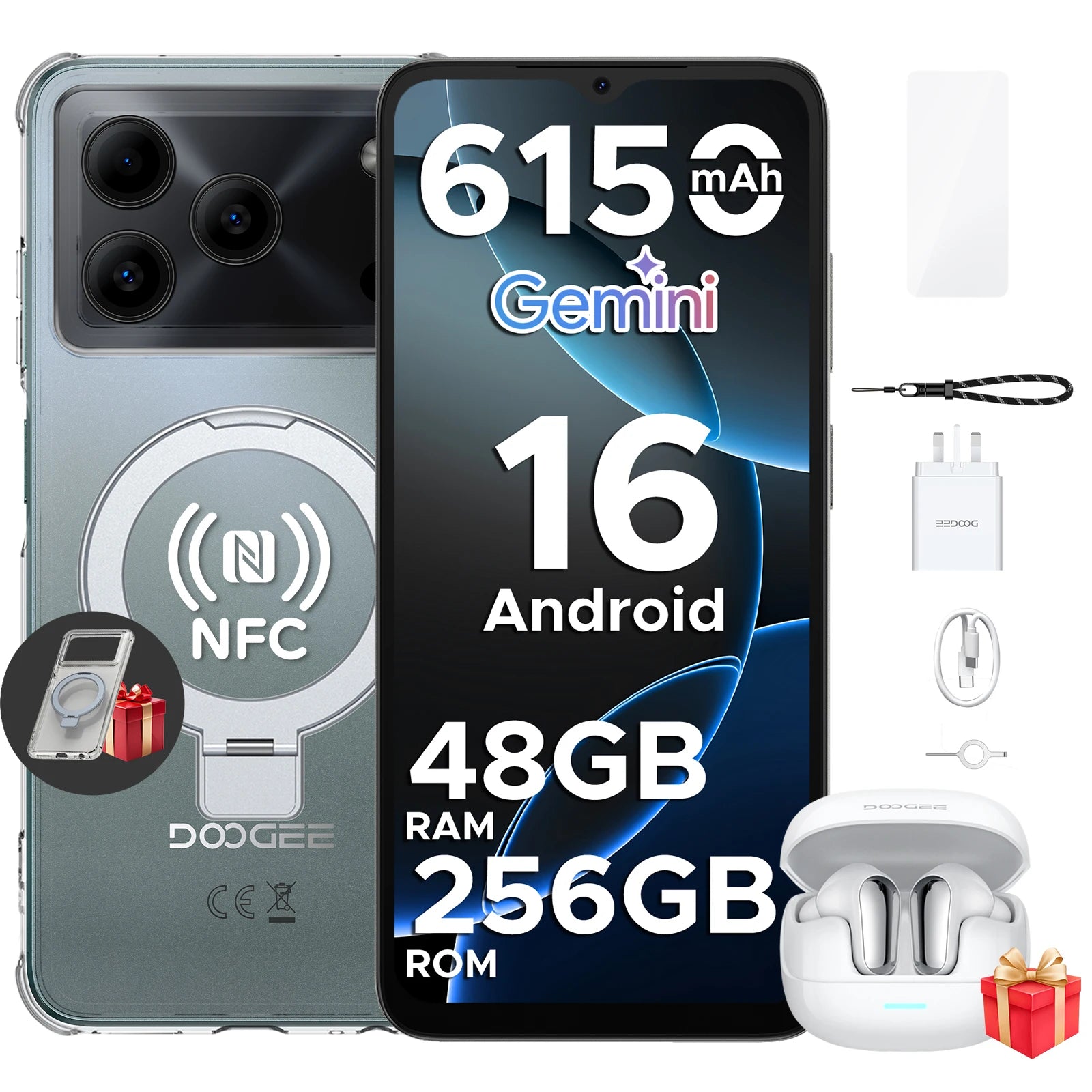 DOOGEE Note56 Plus Smartphone Android 16 Gemini AI 6,56" 90Hz 6150mAh NFC IP68 50MP – CLEVI Paris
