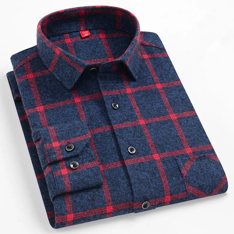Chemise Homme Manches Longues Coton Carreaux Style Britannique – CLEVI Paris