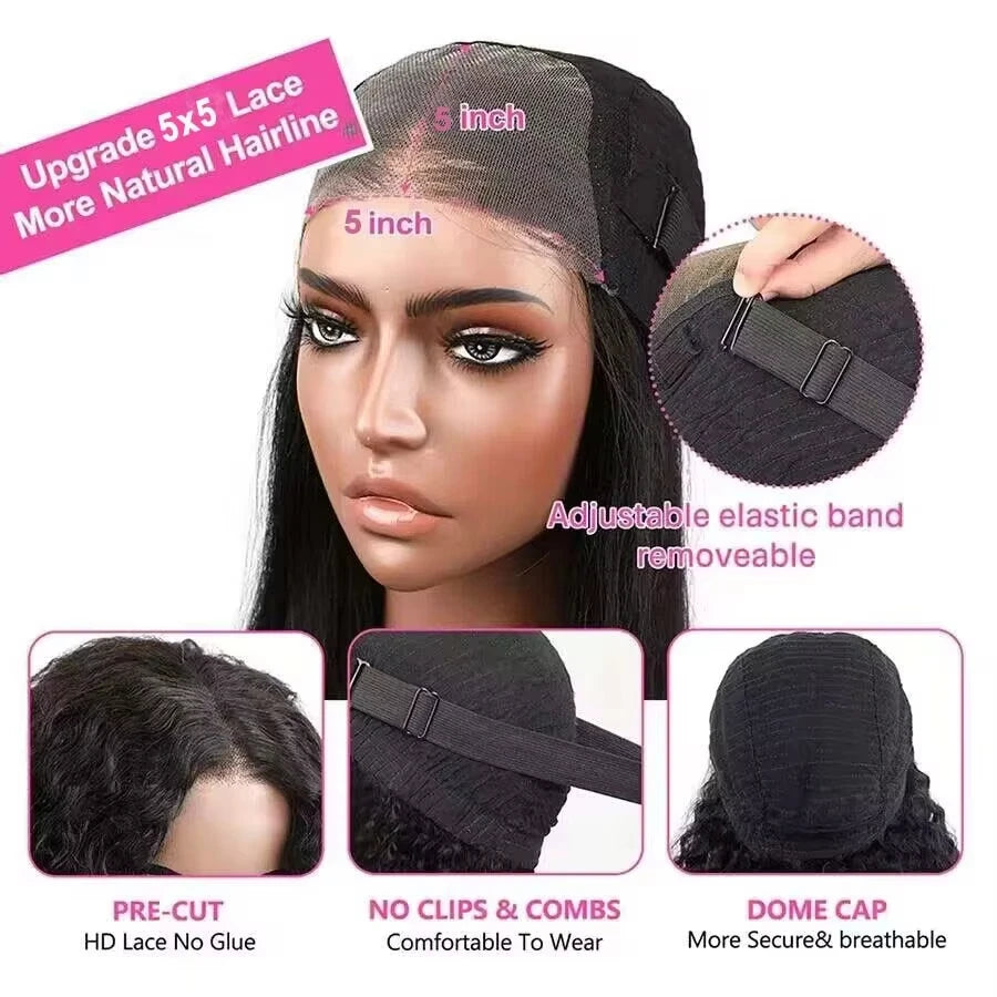 Perruque Glueless Cheveux Humains Brésiliens Remy — Lace HD 4x4 & 5x5, 200%-240% | CLEVI Paris