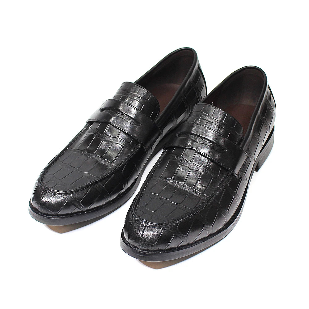 Mocassins Homme Cuir de Vache Motif Crocodile – CLEVI Paris