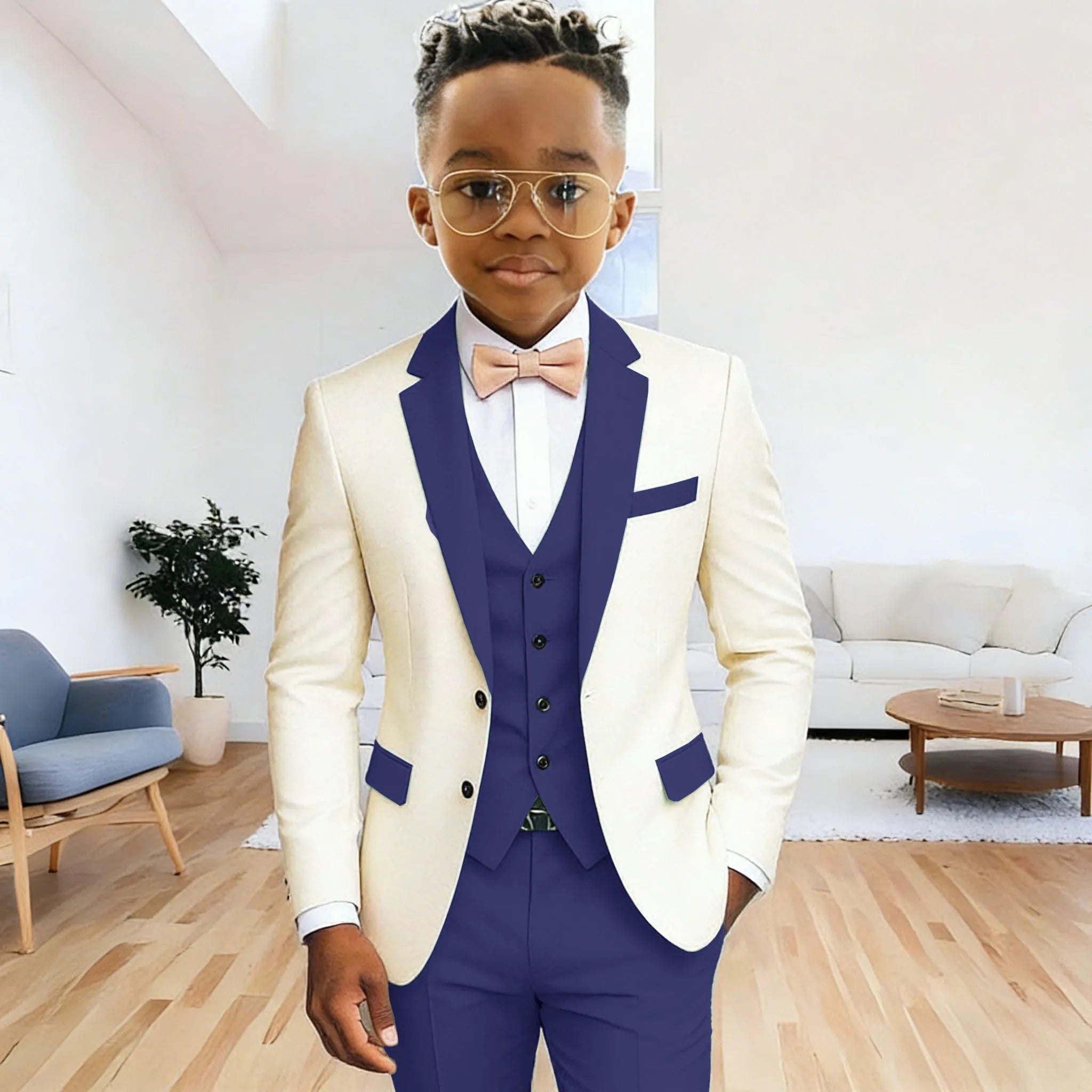 Costume 3 Pièces Garçon | Veste + Gilet + Pantalon | Mariage Cérémonie 2-16 Ans