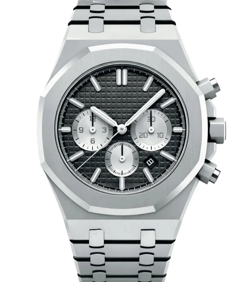 Montre Quartz Homme Chronographe Style Royal Oak Octogonal Acier Saphir VK63 – CLEVI Paris