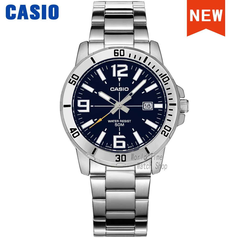 Montre Quartz Homme Casio MTP-VD01 MTP-VT01 Acier Lumineux Calendrier Étanche 5 Bar Business 10 Coloris – CLEVI Paris