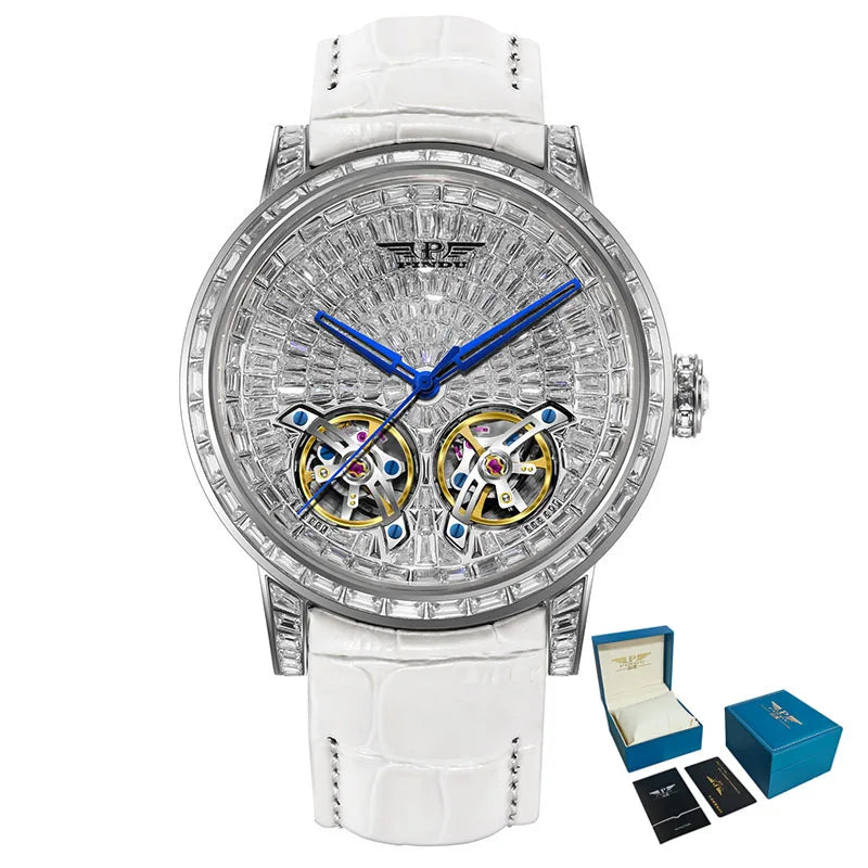 PINDU Montre Automatique Homme Double Tourbillon Saphir Acier 45mm Couronne Vissée – CLEVI Paris
