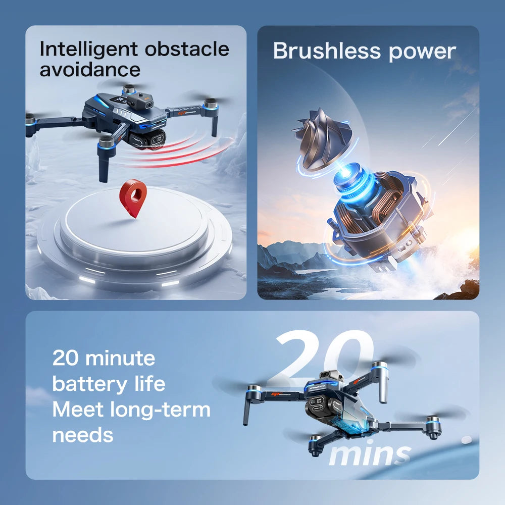 Drone LS GT8 8K Double Caméra FPV – Moteur Brushless, Écran 4,3", Évitement d'Obstacles, Flux Optique, Portée 3000m, 177g