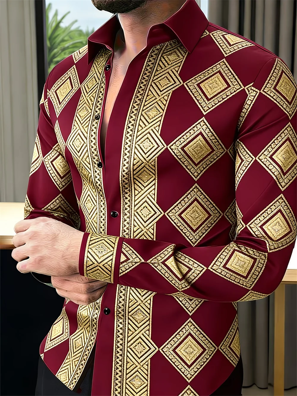Chemise Homme Manches Longues Imprimée 3D Trèfle – CLEVI Paris