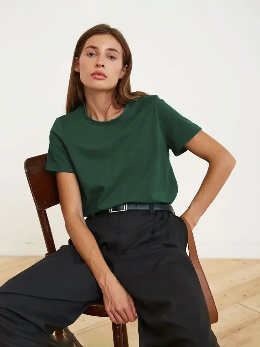 T-shirt Femme 100% Coton — Coupe Loose Manches Courtes | CLEVI Paris