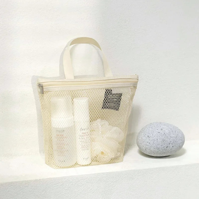 Trousse de Toilette Filet Polyester | Transparente, Respirante, Voyage Salle de Bain Fitness, 2 Coloris – CLEVI Paris