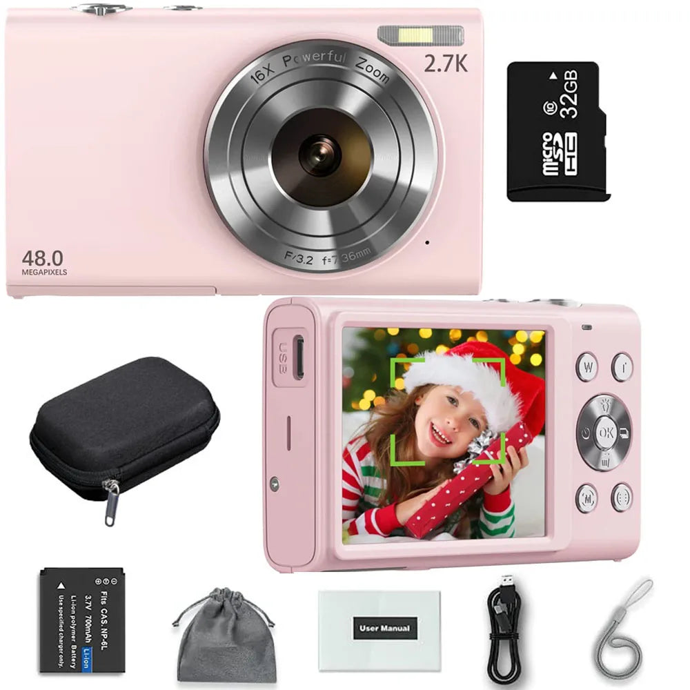 Appareil Photo Numérique 4K Autofocus 48MP – Écran 2,8", Zoom 16x, Carte 32Go en Option – Idéal Débutants & Enfants