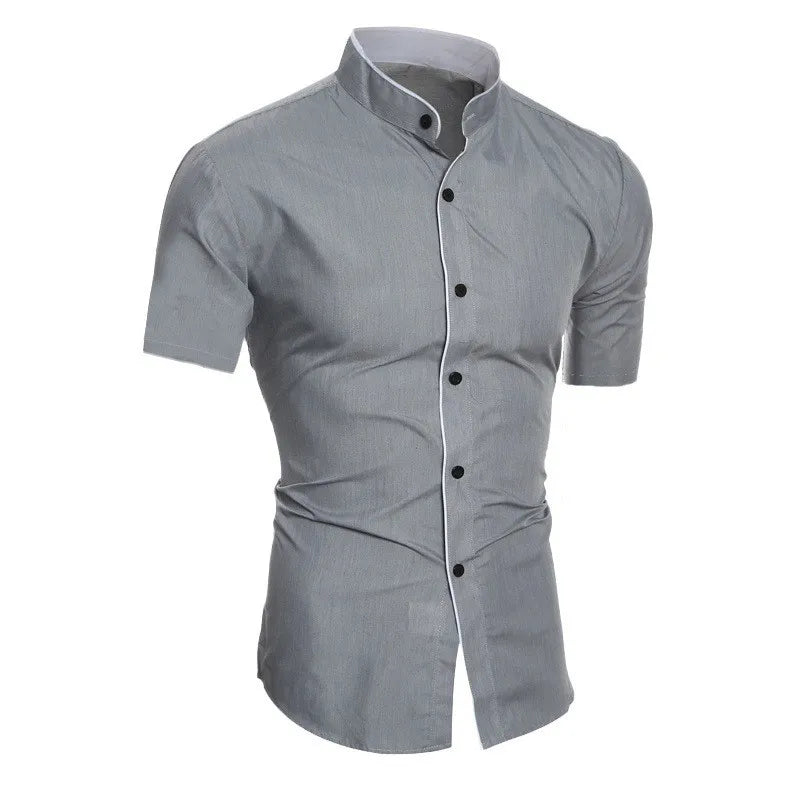 Chemise Casual Homme – Manches Courtes, Couleur Unie, Coupe Droite