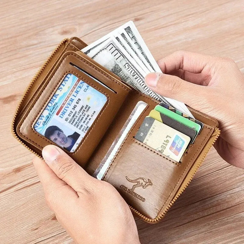Portefeuille Homme Cuir PU Anti-RFID — Porte-Cartes Business, Fermeture Éclair, 3 Coloris | CLEVI Paris