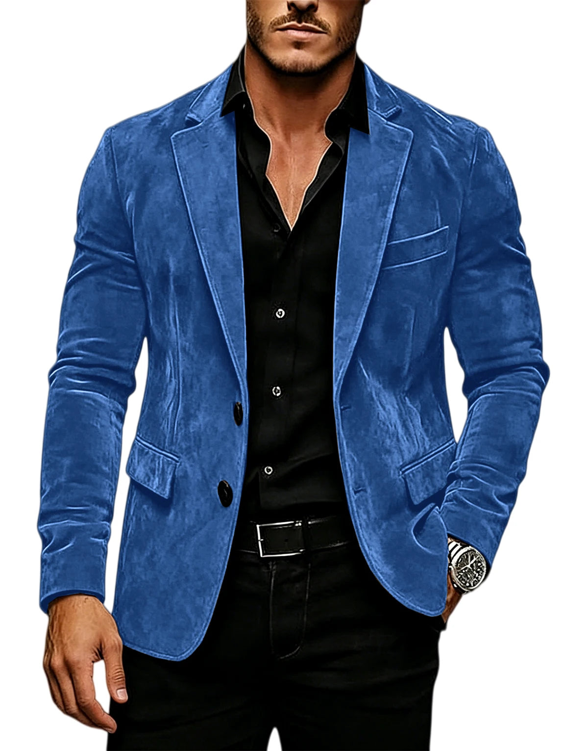 Blazer homme en velours effet suédé 2 boutons – CLEVI Paris