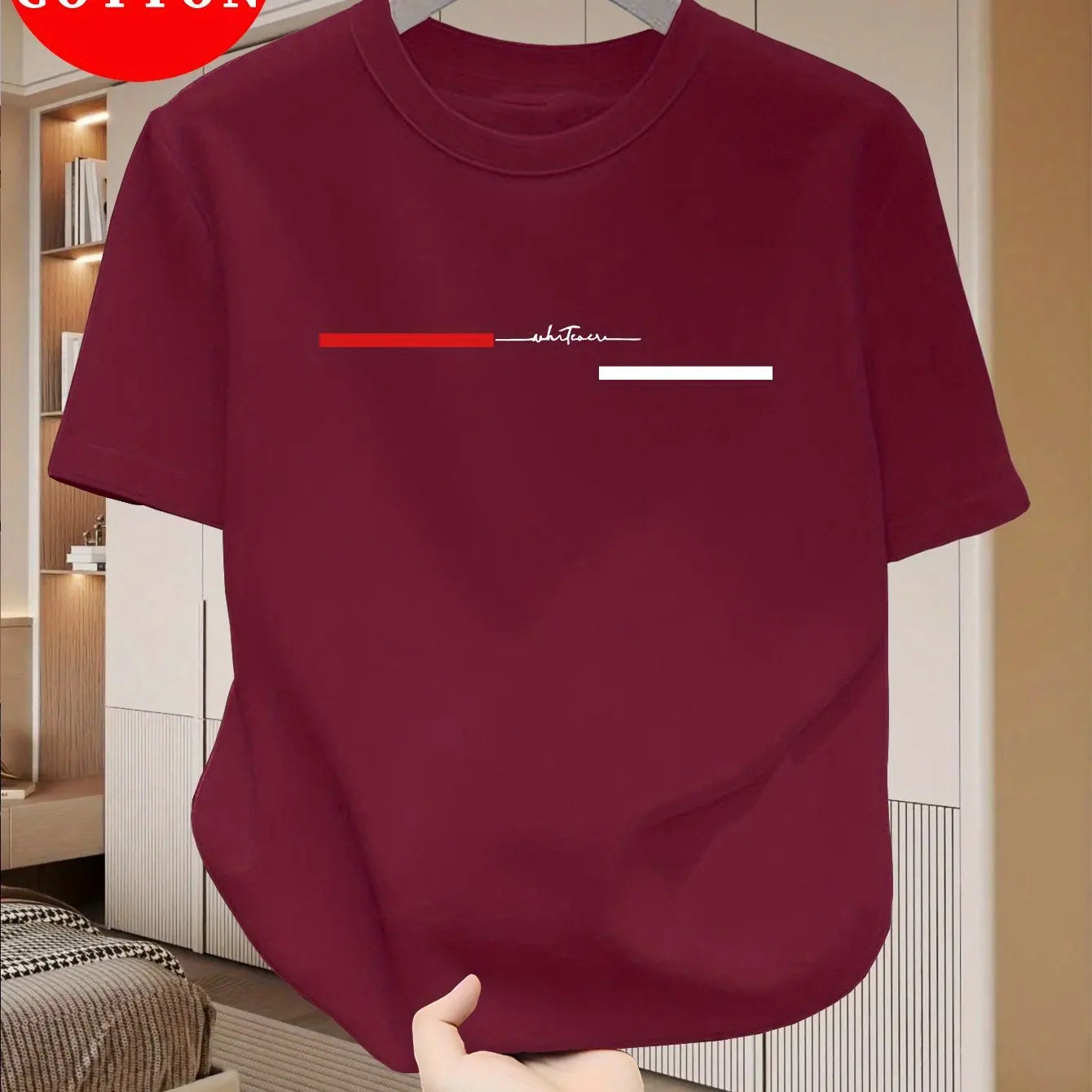 T-Shirt Homme 100% Coton Loose Col Rond Imprimé Lettres Style Américain 18 Coloris – CLEVI Paris