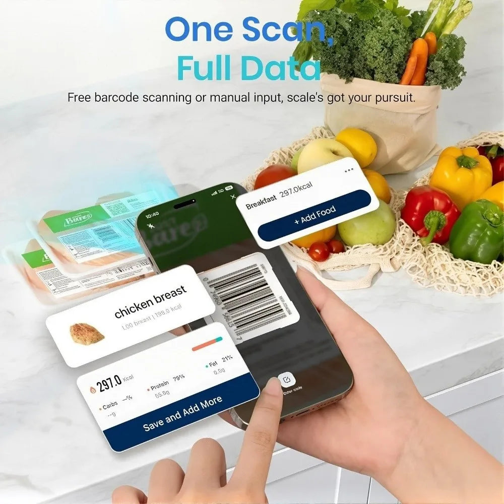 Balance de Cuisine Numérique Connectée | Inox 304, Précision 0,1 g, Suivi Nutritionnel – CLEVI Paris