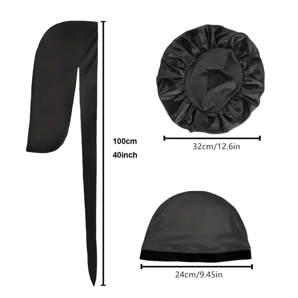 Coffret 3 pièces Durag + Bonnet + Dome Hat Satin — CLEVI Paris