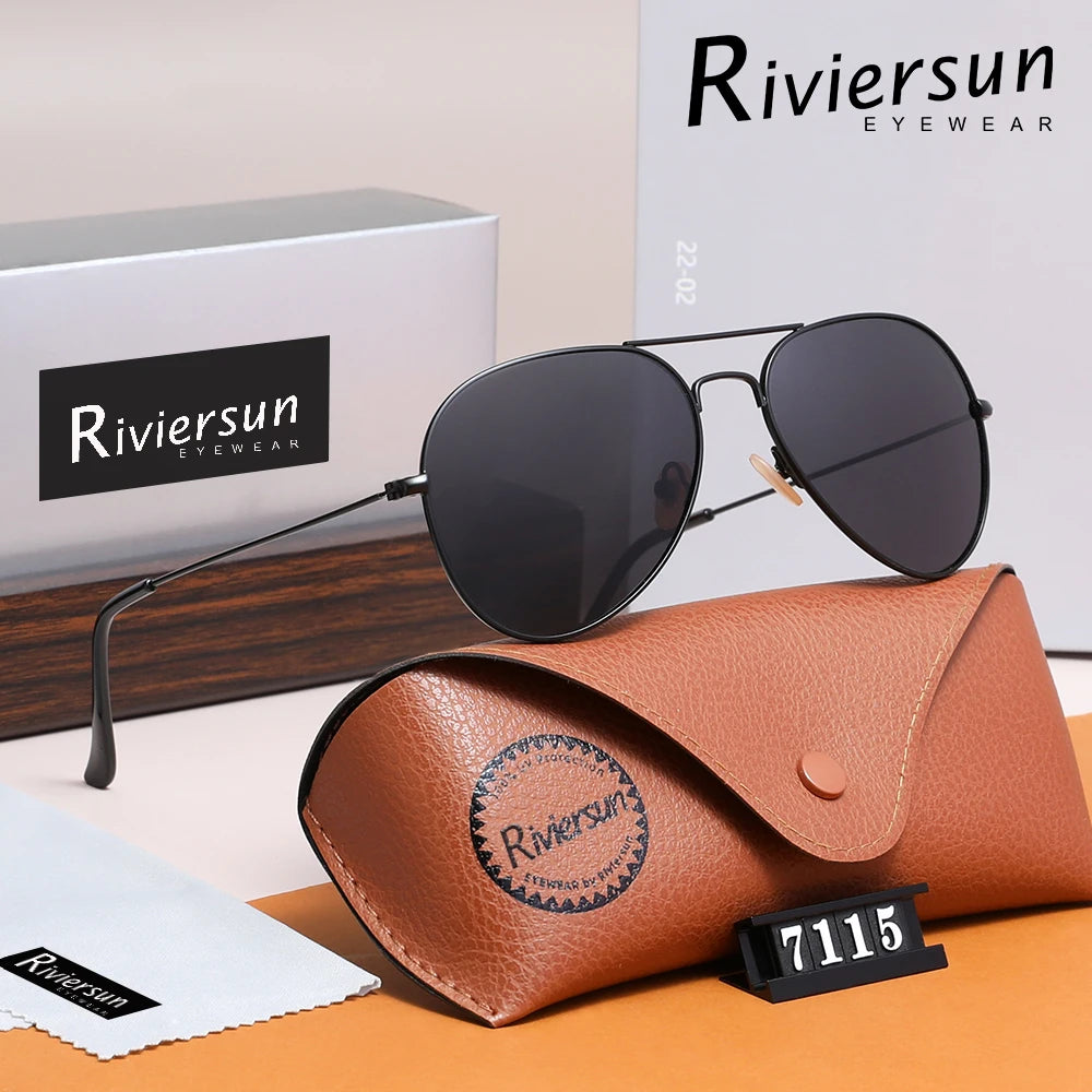 Lunettes de Soleil Aviateur Polarisées Unisexe RIVIERSUN – Monture Alliage Miroir UV400 – CLEVI Paris