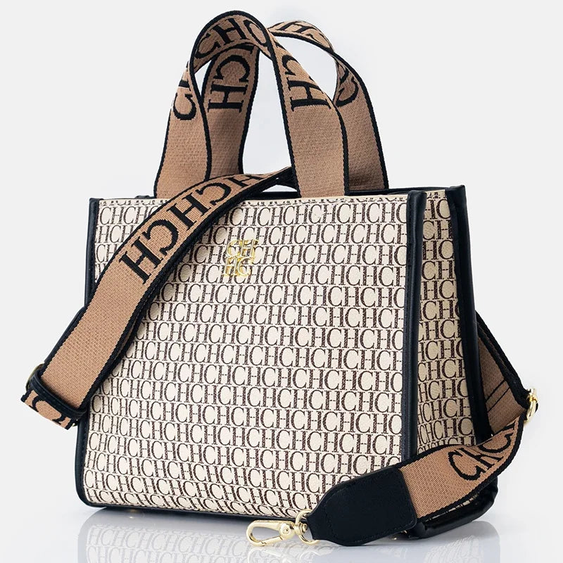 Sac Tote Femme Simili Cuir Monogramme Logo Métal Fermeture Zip Luxe Léger – CLEVI Paris