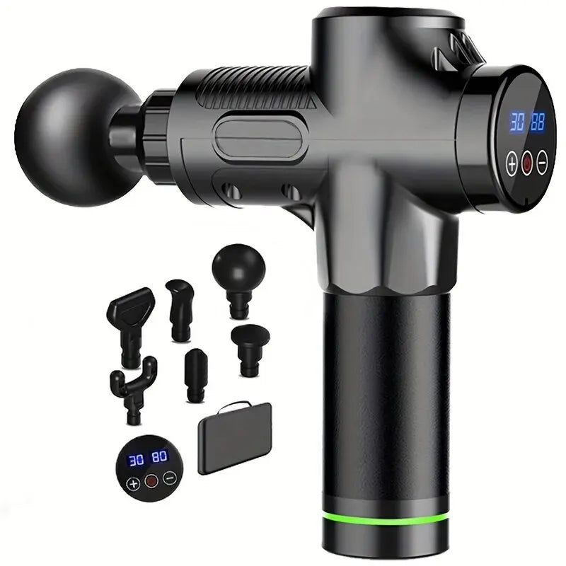 Pistolet de Massage Fascial Portable Écran LED 4 Têtes Recharge Type-C – CLEVI Paris