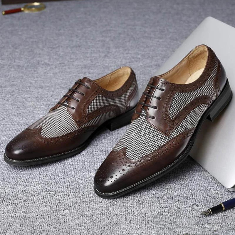 Derby Shoes Cuir Véritable Homme – Bout Pointu, Semelle Caoutchouc, Tailles 38-49 – CLEVI Paris