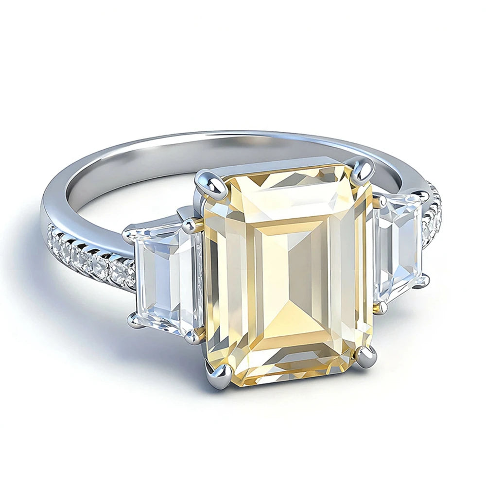 Bague Femme Aigue-Marine Taille Émeraude Argent 925 – CLEVI Paris