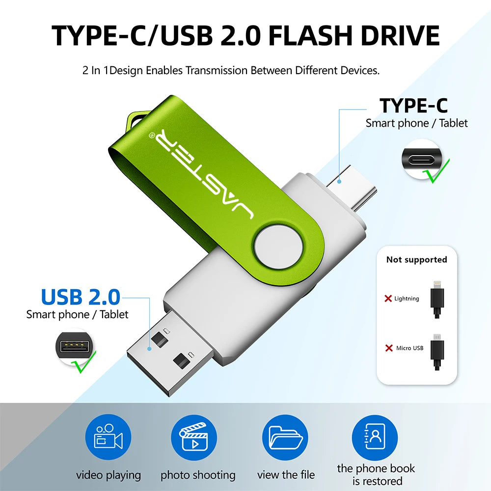 Clé USB 2.0 Type-C Rotative JASTER 4Go à 128Go 8 Coloris Métal – CLEVI Paris
