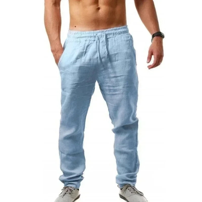 Pantalon Lin Coton Homme – Coupe Large Casual Printemps Été