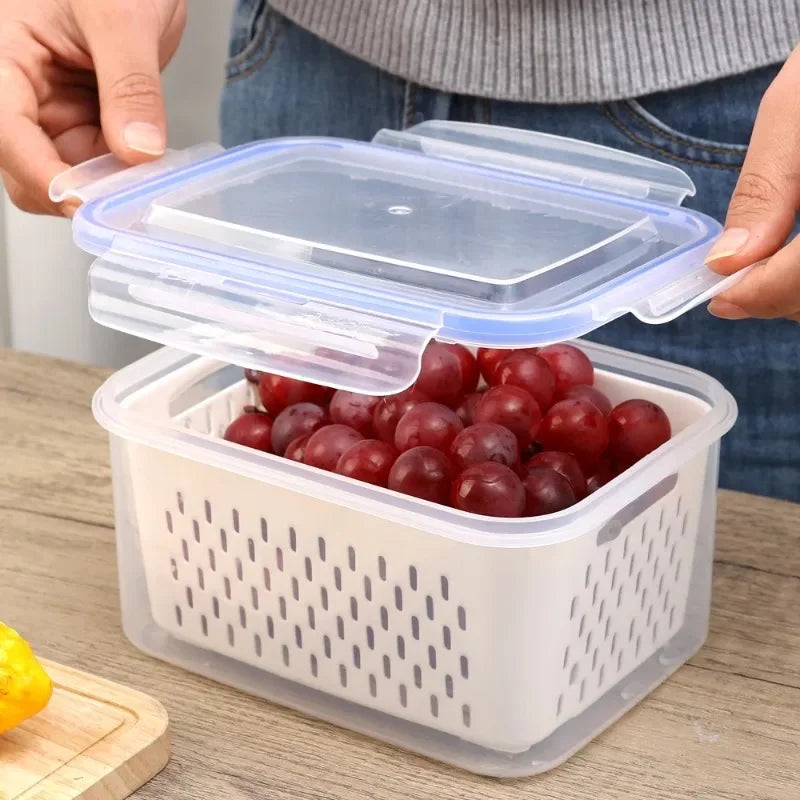 Boîte Conservation Alimentaire PP Double Couche — Réfrigérateur, Fruits & Légumes, S & L | CLEVI Paris