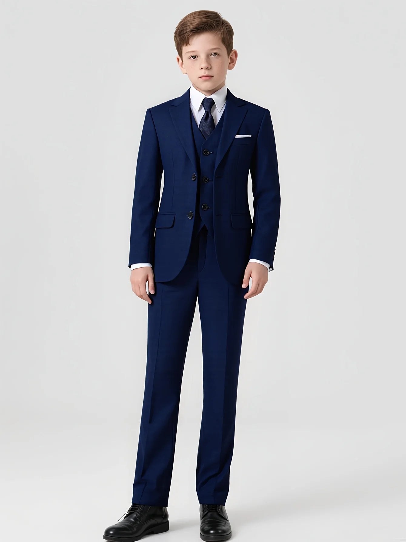 Costume 4 Pièces Garçon Mariage Cérémonie Slim Veste Gilet Pantalon Cravate 13 Coloris – CLEVI Paris