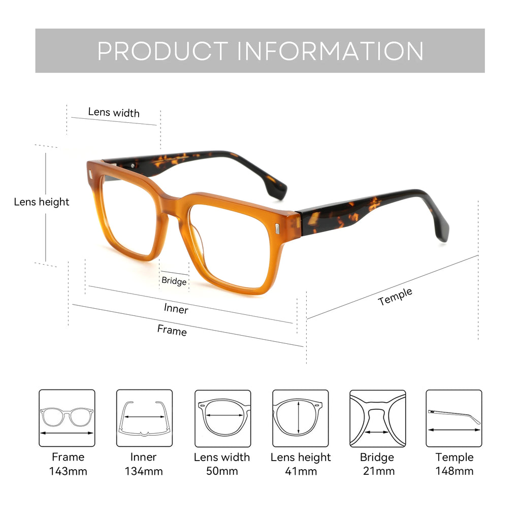 Monture Optique Carrée Homme | Acétate Fait Main ZENOTTIC | Style Premium Quotidien – CLEVI Paris