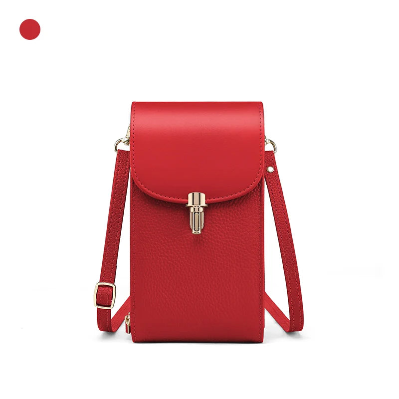 Mini Sac Téléphone Femme Cuir Véritable Motif Litchi 8 Cartes Poche Zipée 4 Coloris – CLEVI Paris