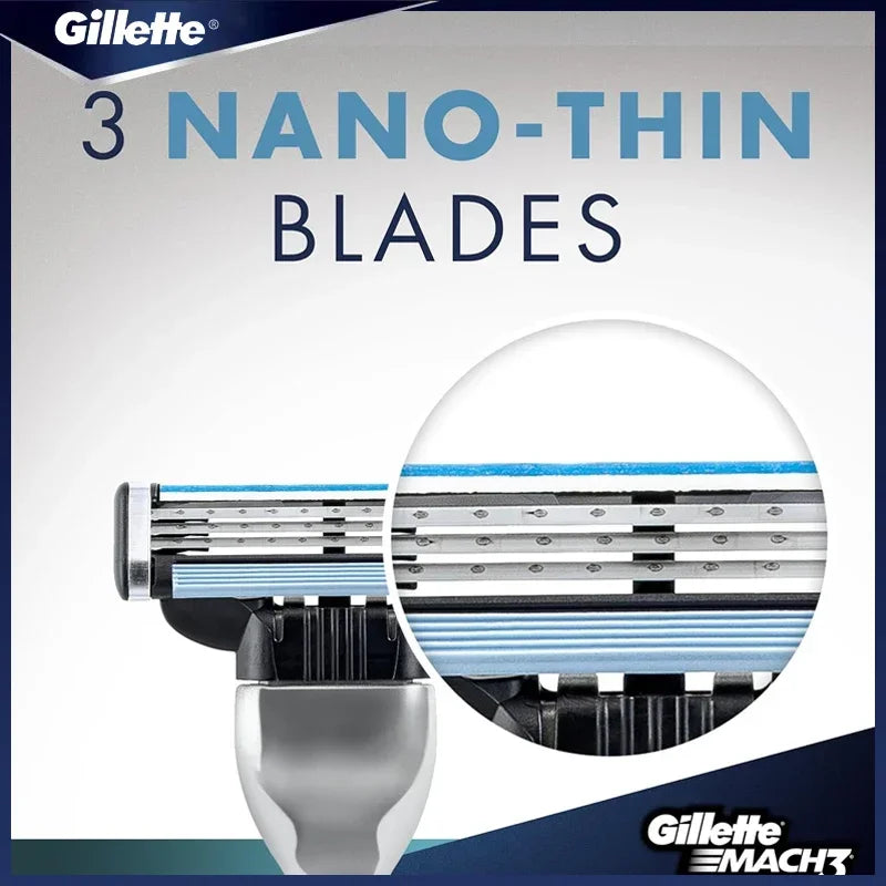 Rasoir Manuel Gillette Mach 3 Homme – 3 Lames Acier Inoxydable Bande Hydratante Rasage Précis – CLEVI Paris