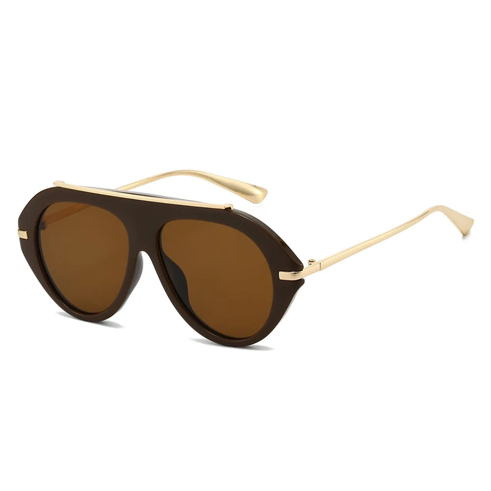 Lunettes de Soleil Oversize Pilot Rétro 70s Monture Métal Dorée UV400 Unisexe – CLEVI Paris