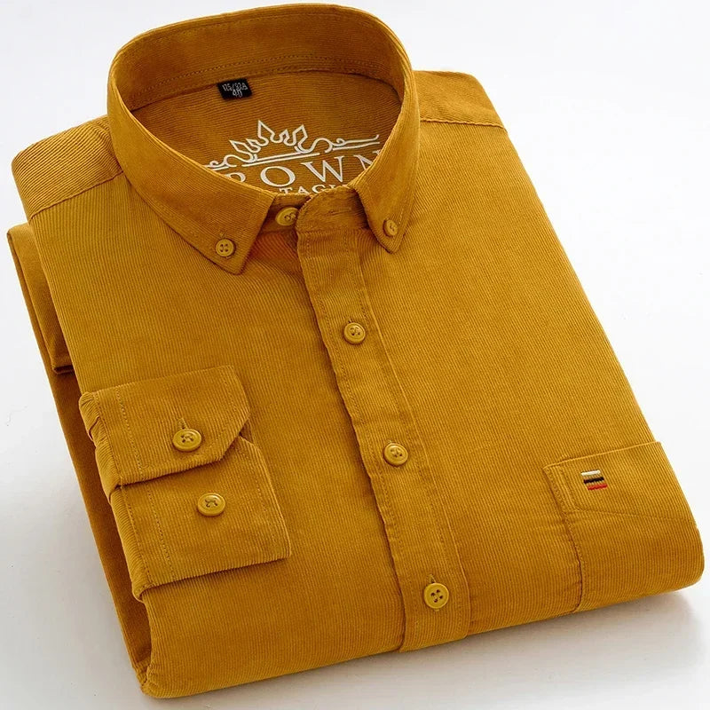 Chemise Corduroy Homme Grande Taille 100% Coton Manches Longues – S à 7XL – CLEVI Paris