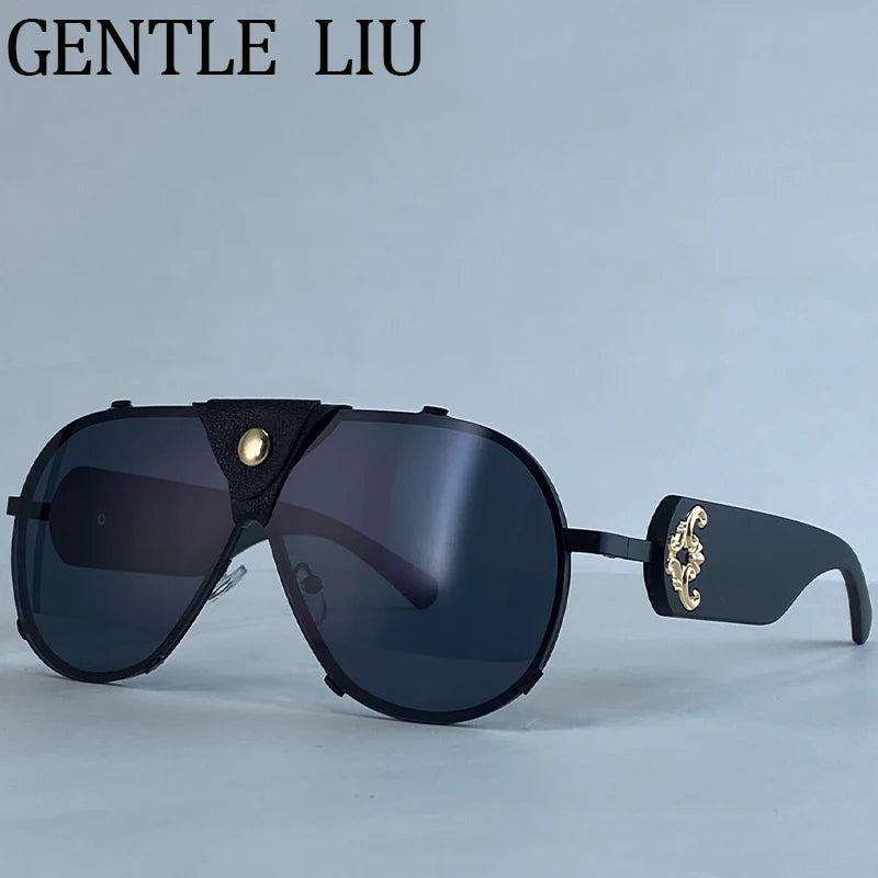 Lunettes de Soleil Oversize Steampunk Pilot Vintage | UV400 Goggle Shield Femme – CLEVI Paris