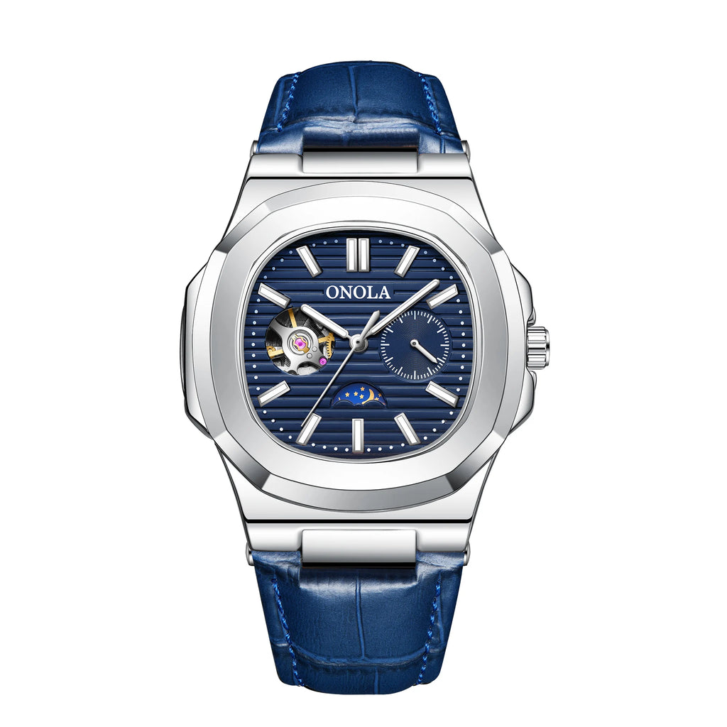 Montre ONOLA ON3855 – Mécanique Automatique Squelette, Aiguilles Lumineuses, Bracelet Cuir, Étanche 3 ATM – CLEVI Paris