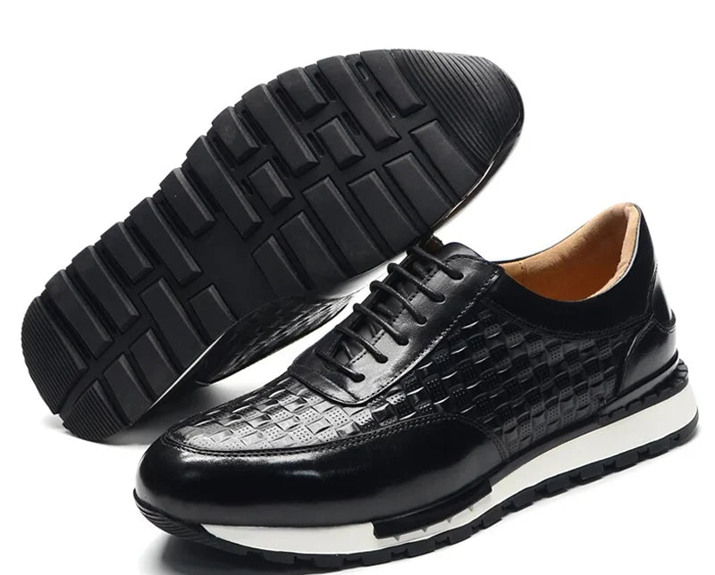 Chaussures Cuir Véritable Homme – Motif Carreaux, Respirant, Imperméable, Tailles 38-47 – CLEVI Paris