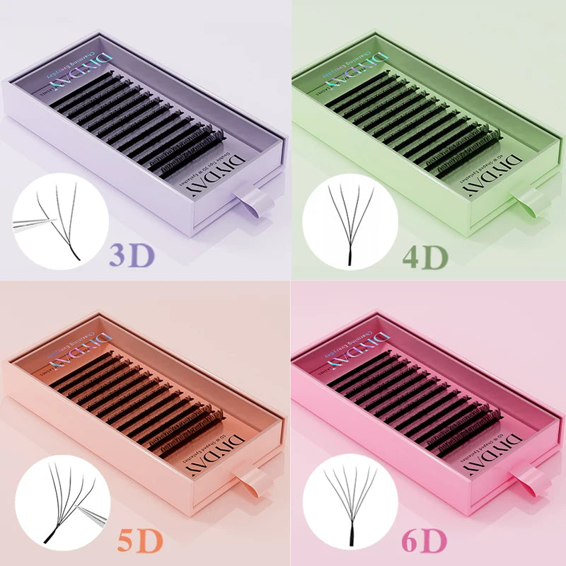 Extensions de Cils en W | 3D 4D 5D 6D, Cheveux Synthétiques, Courbures C & D, 8–15 mm – CLEVI Paris